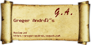 Greger András névjegykártya